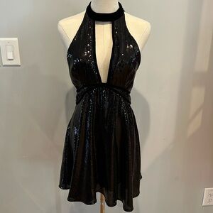 Black sequin and velvet dress!